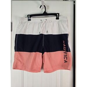 Nautica Swimsuit Trunks Men's L  Surf Board Shorts Quick Dry‎ Liner Pocket Beach